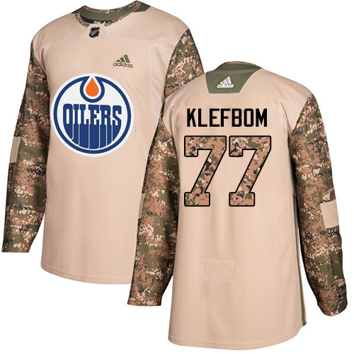 Adidas Oilers #77 Oscar Klefbom Camo Authentic Veterans Day Stitched NHL Jersey